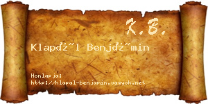 Klapál Benjámin névjegykártya